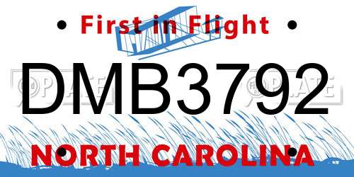DMB3792 North Carolina License Plate