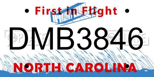 DMB3846 North Carolina License Plate