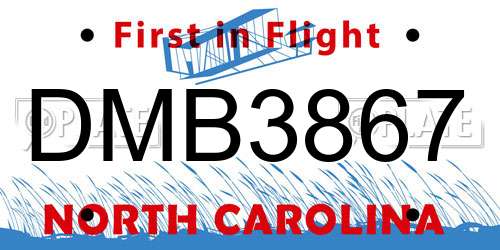 DMB3867 North Carolina License Plate