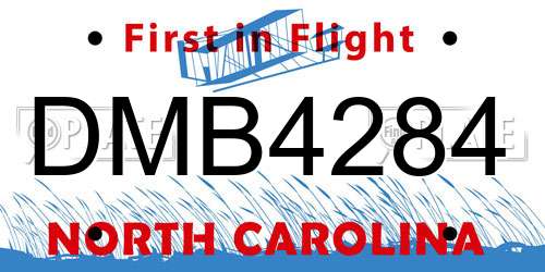 DMB4284 North Carolina License Plate