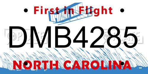DMB4285 North Carolina License Plate