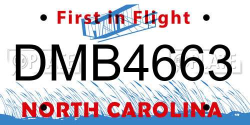 DMB4663 North Carolina License Plate