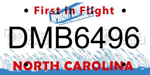 DMB6496 North Carolina License Plate