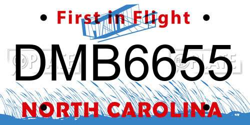 DMB6655 North Carolina License Plate