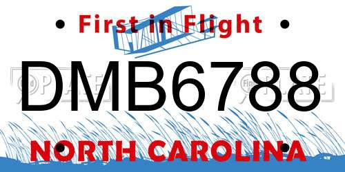 DMB6788 North Carolina License Plate