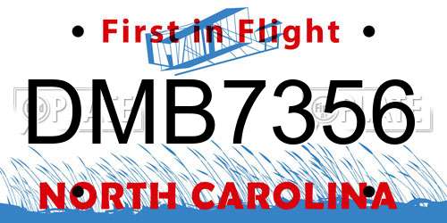 DMB7356 North Carolina License Plate