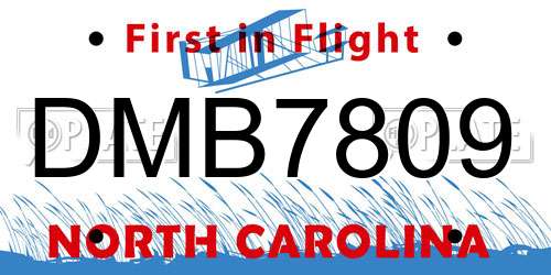 DMB7809 North Carolina License Plate
