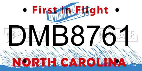 DMB8761 North Carolina License Plate