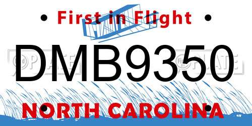 DMB9350 North Carolina License Plate