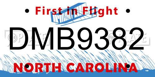DMB9382 North Carolina License Plate
