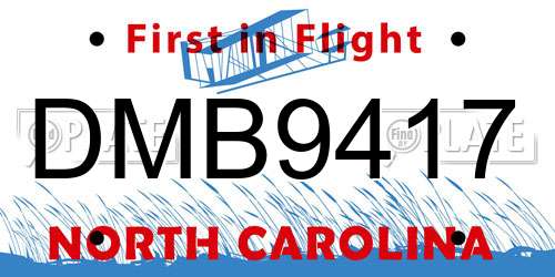 DMB9417 North Carolina License Plate