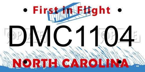DMC1104 North Carolina License Plate