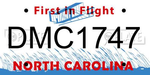 DMC1747 North Carolina License Plate