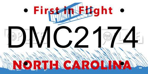 DMC2174 North Carolina License Plate
