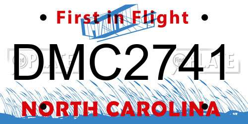 DMC2741 North Carolina License Plate