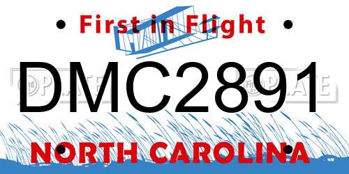 DMC2891 North Carolina License Plate