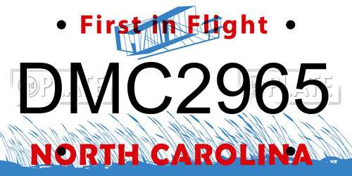 DMC2965 North Carolina License Plate