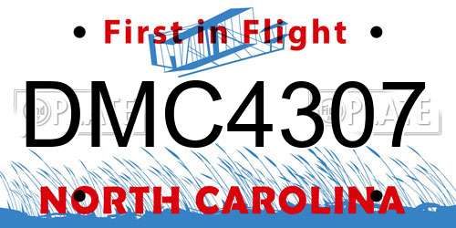 DMC4307 North Carolina License Plate