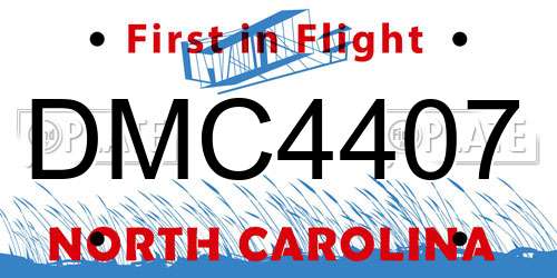 DMC4407 North Carolina License Plate