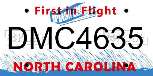 DMC4635 North Carolina License Plate