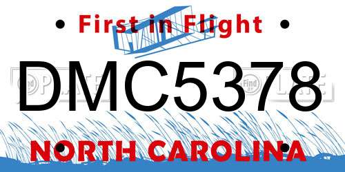 DMC5378 North Carolina License Plate