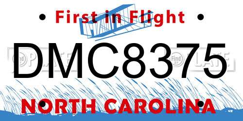 DMC8375 North Carolina License Plate