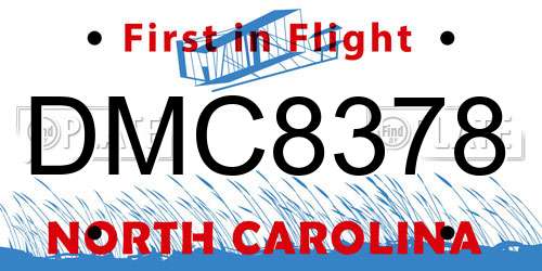 DMC8378 North Carolina License Plate