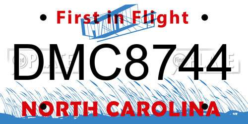 DMC8744 North Carolina License Plate