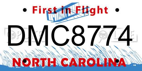 DMC8774 North Carolina License Plate