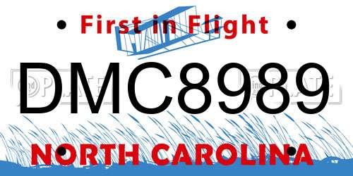 DMC8989 North Carolina License Plate