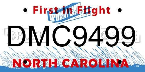 DMC9499 North Carolina License Plate