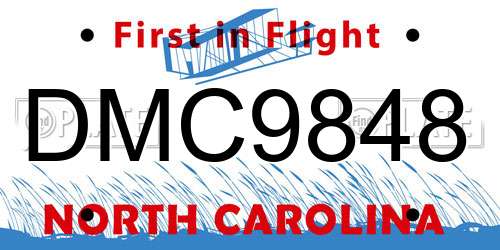 DMC9848 North Carolina License Plate