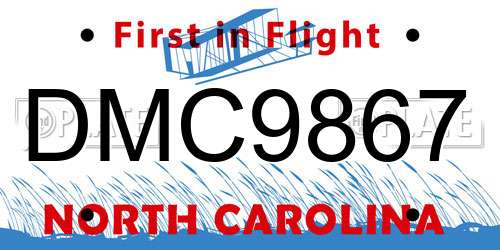 DMC9867 North Carolina License Plate