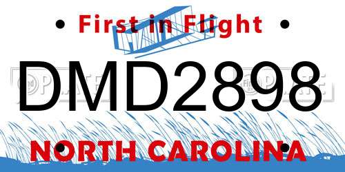 DMD2898 North Carolina License Plate