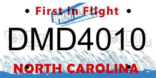 DMD4010 North Carolina License Plate