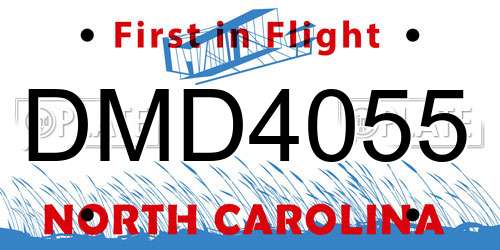 DMD4055 North Carolina License Plate