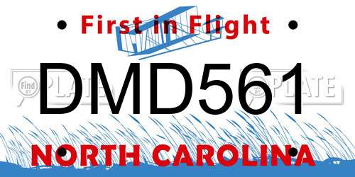 DMD561 North Carolina License Plate