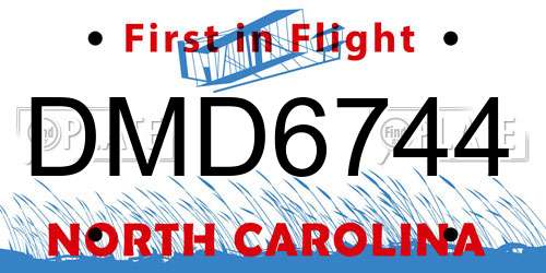 DMD6744 North Carolina License Plate