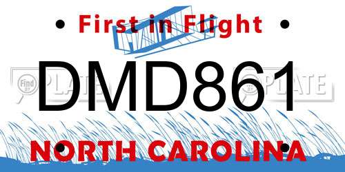 DMD861 North Carolina License Plate
