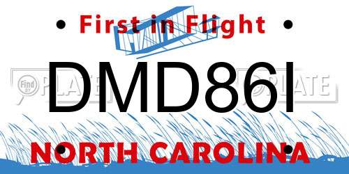 DMD86I North Carolina License Plate
