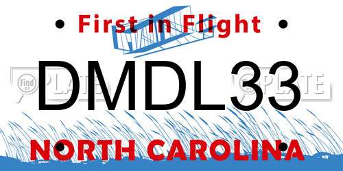 DMDL33 North Carolina License Plate
