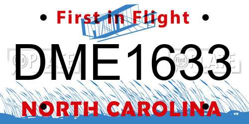 DME1633 North Carolina License Plate