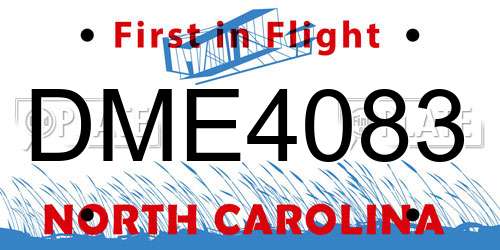DME4083 North Carolina License Plate