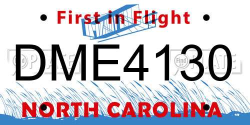 DME4130 North Carolina License Plate