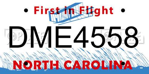 DME4558 North Carolina License Plate