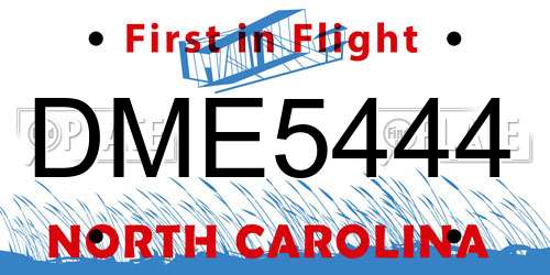 DME5444 North Carolina License Plate