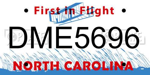 DME5696 North Carolina License Plate