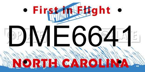 DME6641 North Carolina License Plate