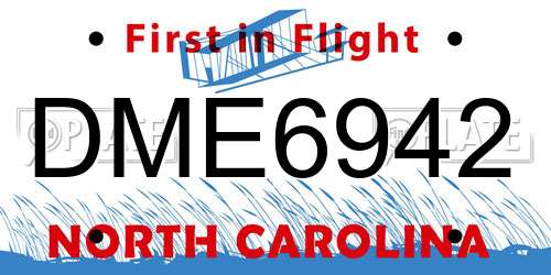 DME6942 North Carolina License Plate