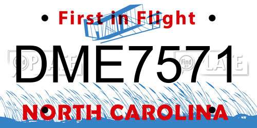 DME7571 North Carolina License Plate